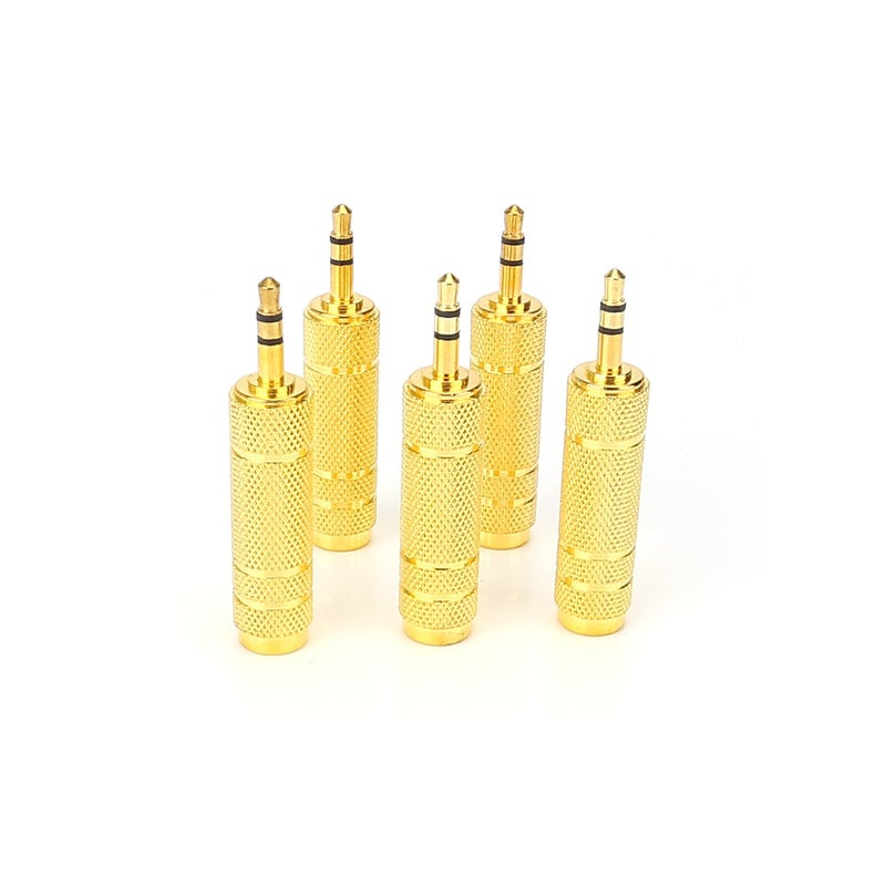 SiYear (5 Pack 3.5mm 1/8" Male Plug TRS to 6.35mm 1/4" Female Stereo Jack Adaptor-Gold Plated Converte,for Audio Earphone,Headphones ect - Image 4